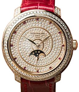 Patek Philippe 4968-400R-001 Ladies Complications 33.3mm Diamond Paved Dial and Bezel Rose Gold Leather BRAND NEW