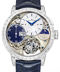 Jaeger-LeCoultre Calibre 176 Master Grande Tradition Gyrotourbillon 3 Set 5033401 Silver?Aventurine Diamond Set White Gold Leather 43.5mm Manual-Winding - BRAND NEW