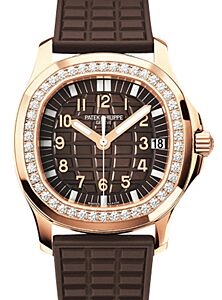 Patek Philippe Aquanaut Ladies Embossed Brown Arabic Diamond Bezel Rose Gold Composite 35.6mm 5068R-001 