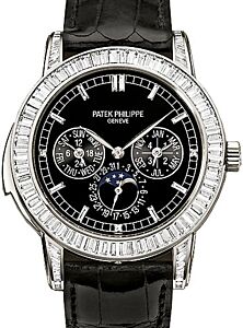 Patek Philippe 5073P-001 Complications Day-Date Annual Calendar Moon Phase 42mm Black Index Platinum Diamond Set Automatic BRAND NEW