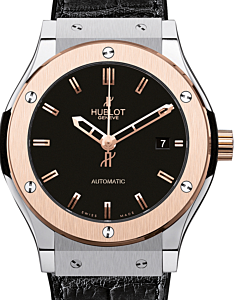 Hublot Classic Fusion 511.NO.1180.LR Black Index Fixed Rose Gold Bezel &amp; Titanium Leather 45mm BRAND NEW