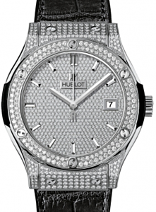 Hublot Classic Fusion 511.NX.9010.LR.1704 Diamond Paved Diamond Set Case Titanium &amp; Leather 45mm BRAND NEW