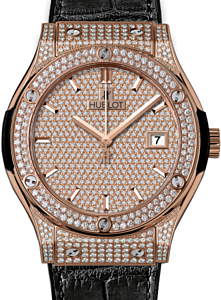 Hublot Classic Fusion 511.OX.9010.LR.1704 Diamond Paved Diamond Set Case Rose Gold &amp; Leather 45mm BRAND NEW
