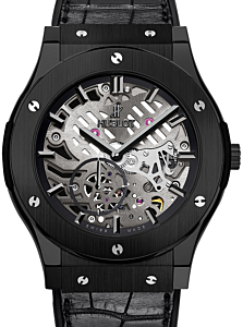 Hublot Classic Fusion Classico 515.CM.0140.LR Skeleton Index Black Ceramic &amp; Leather 45mm BRAND NEW