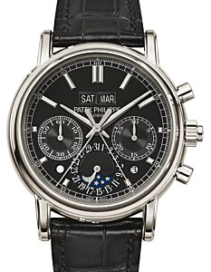 Patek Philippe Grand Complications Split-Seconds Chronograph Perpetual Calendar Platinum Black Dial 5204P-011 