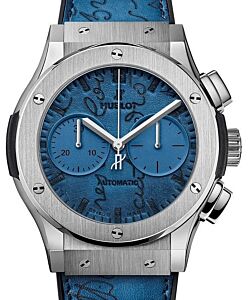 Hublot Classic Fusion Chronograph Berluti Scritto Ocean Blue 521.NX.050B.VR.BER18 Blue Index Titanium Leather 45mm - BRAND NEW