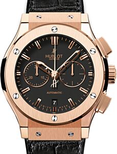 Hublot Classic Fusion Chronograph 521.OX.1180.LR Black Index Rose Gold &amp; Leather 45mm BRAND NEW