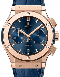 Hublot Classic Fusion Chronograph King Gold Blue 45mm Dial Bezel Leather Strap 521.OX.7180.LR - BRAND NEW