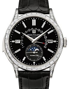 Patek Philippe 5217P-001 Grand Complications Perpetual Calendar Day Month Moon Phase 39.5mm Black Index Platinum Leather Manual BRAND NEW