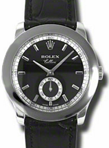 Rolex Cellini Cellinium 5241-6 Black Index Platinum Black Leather Manual BRAND NEW