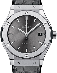 Hublot Classic Fusion 3-Hands Titanium 42mm Grey Dial Rubber and Alligator Leather Straps 542.NX.7071.LR - BRAND NEW