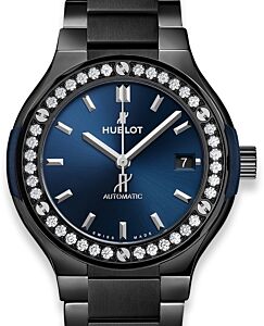 Hublot Classic Fusion Ceramic Blue Bracelet Diamonds 568.CM.7170.CM.1204 Blue Index Diamond Bezel Ceramic 38mm - BRAND NEW