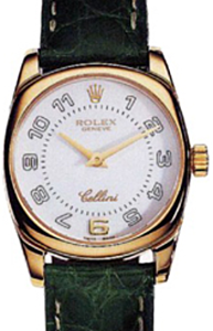 Rolex Cellini Danaos 6229-8 White Arabic Yellow Gold Green Leather Quartz BRAND NEW