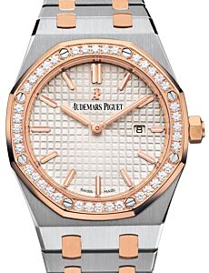 Audemars Piguet Royal Oak Quartz Ladies 33mm Rose Gold/Steel Diamond Silver Dial 67651SR.ZZ.1261SR.01 - BRAND NEW