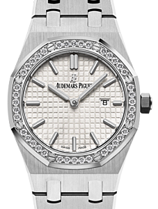 Audemars Piguet Royal Oak Quartz Ladies 33mm Stainless Steel Silver Dial Diamond Bezel 67651ST.ZZ.1261ST.01 - BRAND NEW