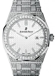 Audemars Piguet Royal Oak Quartz Ladies White Gold Silver Diamond Index 33mm Bracelet 67652BC.ZZ.1262BC.01 - BRAND NEW