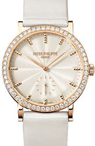 Patek Philippe 7120R-001 Calatrava Ladies 31mm Cream Guillouche Diamond Bezel Rose Gold Leather Manual BRAND NEW