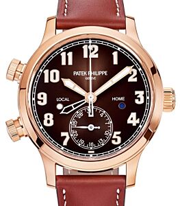 Patek Philippe Complications Calatrava Pilot Travel Time Rose Gold Brown Dial 7234R-001