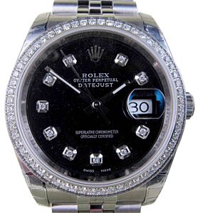 Rolex Datejust 36 White Gold/Steel Black Custom Diamond Dial & Bezel Jubilee Bracelet 126200 (126284RBR) - BRAND NEW