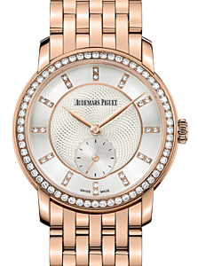 Audemars Piguet 77251OR.ZZ.1270OR.01 Jules Audemars Small Seconds 33mm Silver Guilloche Index Diamond Set Rose Gold BRAND NEW