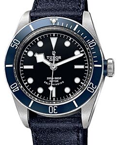 Tudor Heritage Black Bay 79220B Black Index Stainless Steel &amp; Blue Leather 41mm BRAND NEW
