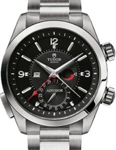 Tudor Heritage Advisor 79620TN Black Arabic &amp; Index Titanium &amp; Stainless Steel Leather Bracelet 42mm BRAND NEW