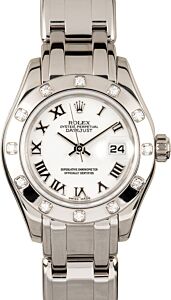Rolex Datejust Pearlmaster 29 80319 White Roman Diamond Set White Gold President - BRAND NEW