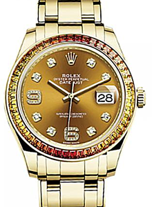 Rolex Pearlmaster 39 Cognac Diamond Set with Sapphires Yellow Gold 86348SAJOR BRAND NEW