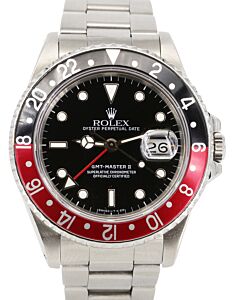 Rolex GMT-Master II Stainless Steel 40mm "Coke" Black/Red Aluminum Bezel Non-SEL Oyster Bracelet Holes Case 16710 -1990-99