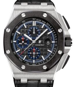 Audemars Piguet Royal Oak Offshore Selfwinding Chronograph Platinum Black Index Dial & Ceramic Bezel Leather Bracelet 26411PO.OO.A002CR.01 - BRAND NEW