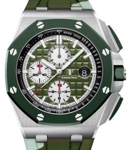 Audemars Piguet Royal Oak Offshore Selfwinding Chronograph Stainless Steel Green Index Dial & Ceramic Bezel Rubber Bracelet 26400SO.OO.A055CA.01 - BRAND NEW