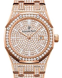 Audemars Piguet Royal Oak Quartz Rose Gold Diamond Paved 33mm Dial/Bezel/Bracelet 67652OR.ZZ.1265OR.01 
