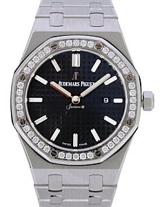 Audemars Piguet Royal Oak Quartz Ladies Steel Index Diamond Bezel 33mm Black Dial 67651ST.ZZ.D002CR.01