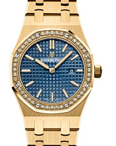 Audemars Piguet Royal Oak Quartz Ladies Yellow Gold Blue Index 33mm Bracelet 67651BA.ZZ.1261BA.02