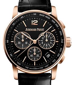 Audemars Piguet Code 11.59 Selfwinding Chronograph Rose Gold/Sapphire 41mm Black Dial Leather Strap 26393OR.OO.A002CR.01 - Brand New
