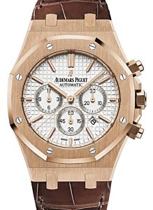 Audemars Piguet Royal Oak Chronograph Rose Gold 41mm Silver Dial Leather 26320OR.OO.D088CR.01