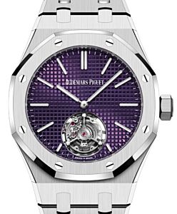 Audemars Piguet Royal Oak Flying Tourbillion Extra-Thin (RD#3) "50th Anniversary" 37mm Stainless Steel Plum Dial 26660ST.OO.1356ST.01 - BRAND NEW