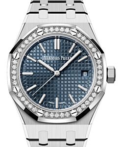 Audemars Piguet Royal Oak 37mm Stainless Steel Blue Dial Diamond Bezel 15551ST.ZZ.1356ST.05