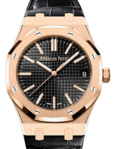 Audemars Piguet Royal Oak Selfwinding "50th Anniversary" 41mm Rose Gold Black Dial Leather Strap 15510OR.OO.D002CR.01 - BRAND NEW