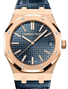 Audemars Piguet Royal Oak Selfwinding "50th Anniversary" 41mm Rose Gold Blue Dial Leather Strap 15510OR.OO.D315CR.01 - BRAND NEW