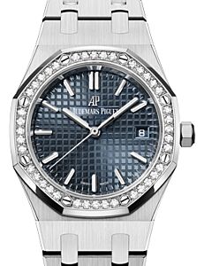 Audemars Piguet Royal Oak 34mm Stainless Steel Blue Dial Diamond Bezel 77351ST.ZZ.1261ST.01 - BRAND NEW