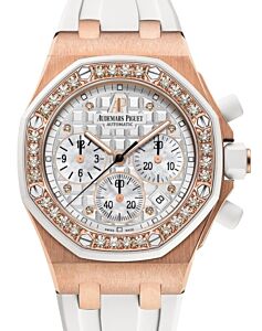 Audemars Piguet Offshore Chronograph 37mm Rose Gold/Diamonds White Dial 26048OK.ZZ.D010CA.01 