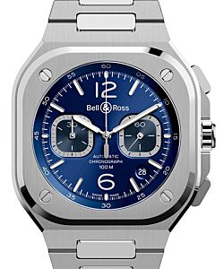 Bell & Ross BR 05 Chronograph Stainless Steel Blue Sunray Dial Steel Bezel & Bracelet Automatic BR05C-BU-ST/SST - BRAND NEW