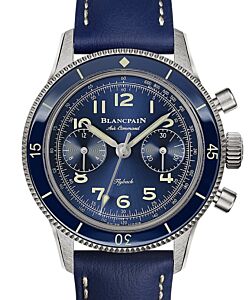 Blancpain Air Command Flyback Chronograph Titanium 36.2mm Blue Dial Leather Strap AC03 12B40 63B - BRAND NEW