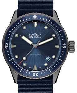 Blancpain Fifty Fathoms Bathyscaphe Ceramic 43.6mm Blue Dial NATO Strap 5000 0240 NAOA - BRAND NEW