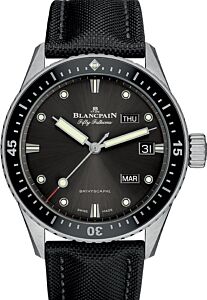 Blancpain Fifty Fathoms Bathyscaphe Quanti?me Annuel Steel Grey Meteor Dial Canvas Strap 5071 1110 B52A - BRAND NEW