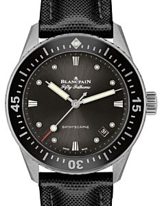Blancpain Fifty Fathoms Bathyscaphe Stainless Steel 38mm Black Dial Canvas Strap 5100B 1110 B52A - BRAND NEW