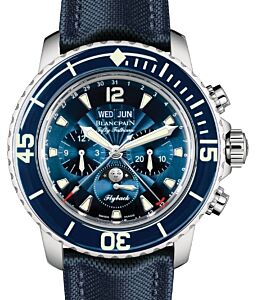 Blancpain Fifty Fathoms Chronographe Flyback Quantieme Complet Stainless Steel Blue Dial Canvas Strap 5066F 1140 52B - BRAND NEW
