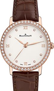 Blancpain Villeret Ultraplate Red Gold Opaline Diamond Dial & Bezel Alligator Leather Strap 6104 2987 55A - BRAND NEW