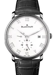 Blancpain Villeret Ultraplate Steel White Dial Alligator Leather Strap 6606 1127 55B